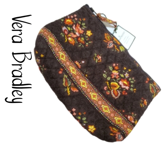 NEW Vera Bradley Large Cosmetic Bag Cose Pouch Retired Chocolate - Picture 1 of 8